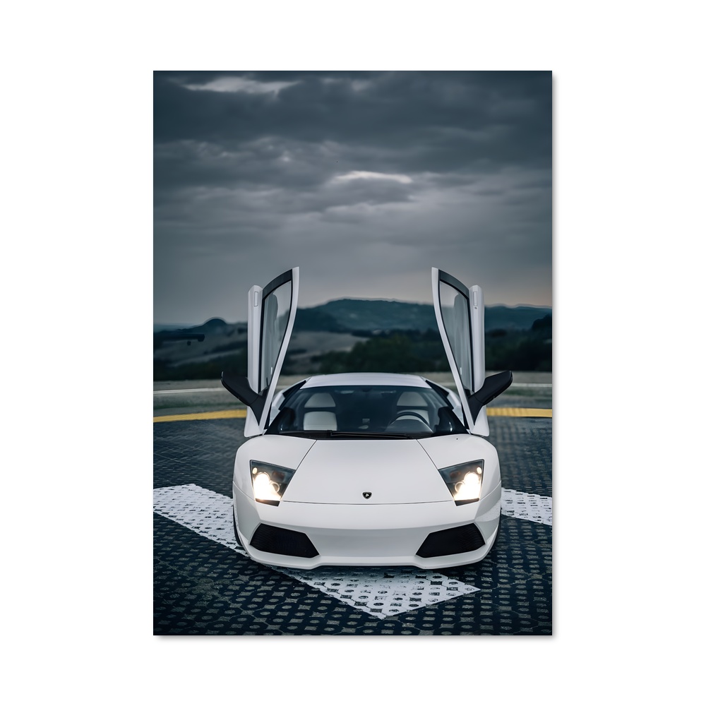 Poster Lamborghini Blanc